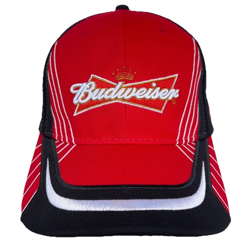 Nascar Hat Cap Strap Back Kevin Harvick Budweiser Racing Team Red Black Beer Dad